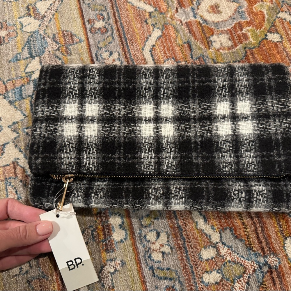 BP Monochrome Plaid Clutch